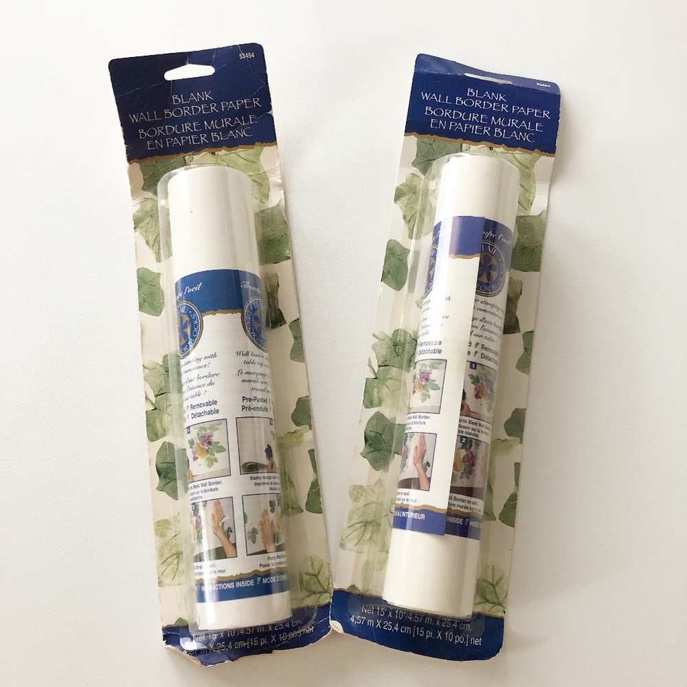 VTG 2 Rolls Blank Wall Border Paper Paintable